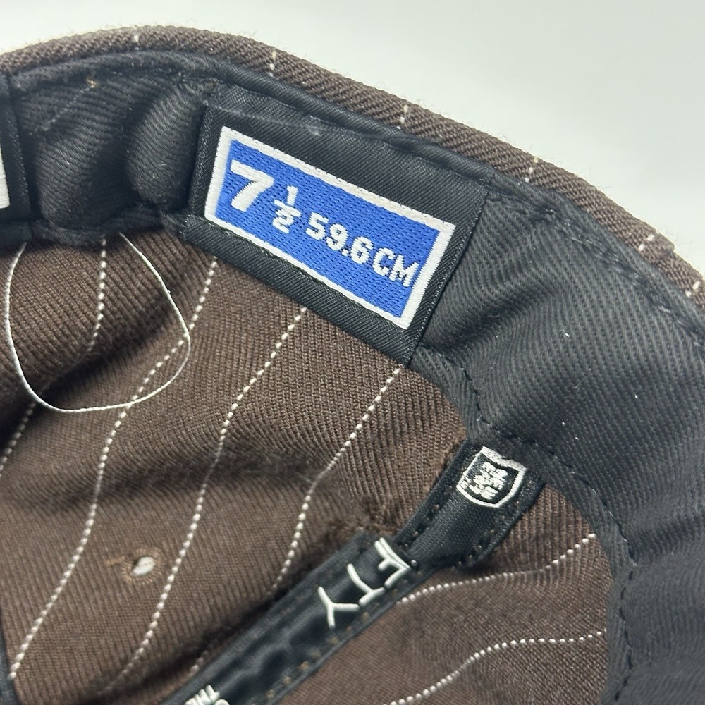 Los Angeles Dodgers Hat New Era 59FIFTY Fitted Size 7 1/2 Brown Pinstripe - Picture 8 of 8
